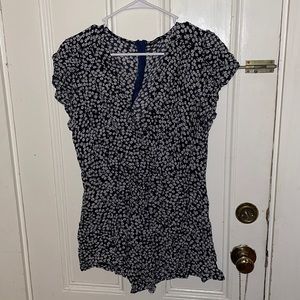 Black and White Floral Romper